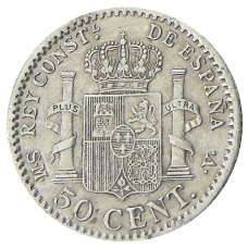 Монета 50 сентимо 1904 года Испания (реверс)
