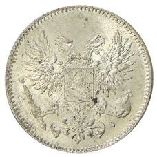 Монета 50 пенни 1917 года Русская Финляндия — Орел без корон (Временное правительство) (реверс)