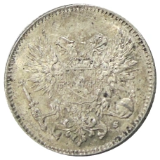 Монета 50 пенни 1917 года Русская Финляндия — Орел без корон (Временное правительство) (реверс)