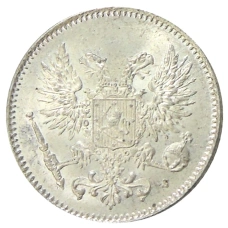 Монета 50 пенни 1917 года Русская Финляндия — Орел без корон (Временное правительство) (реверс)