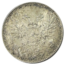 Монета 50 пенни 1917 года Русская Финляндия — Орел без корон (Временное правительство) (реверс)