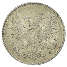 Монета 50 пенни 1917 года Русская Финляндия — Орел без корон (Временное правительство) (реверс)