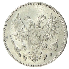 Монета 50 пенни 1917 года Русская Финляндия — Орел без корон (Временное правительство) (реверс)