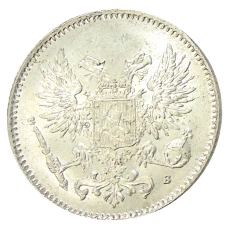 Монета 50 пенни 1917 года Русская Финляндия — Орел без корон (Временное правительство) (реверс)