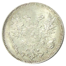 Монета 50 пенни 1917 года Русская Финляндия — Орел без корон (Временное правительство) (реверс)