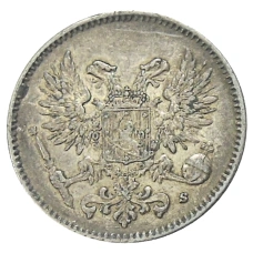 Монета 50 пенни 1917 года Русская Финляндия — Орел без корон (Временное правительство) (реверс)