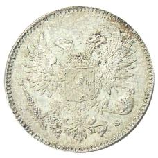 Монета 50 пенни 1917 года Русская Финляндия — Орел без корон (Временное правительство) (реверс)