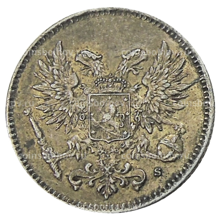 Монета 50 пенни 1917 года Русская Финляндия —  Орел без корон (Временное правительство) (вид 2)