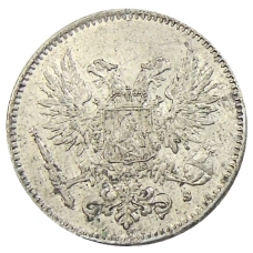 Монета 50 пенни 1917 года Русская Финляндия —  Орел без корон (Временное правительство) (реверс)