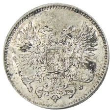 Монета 50 пенни 1917 года Русская Финляндия —  Орел без корон (Временное правительство) (реверс)