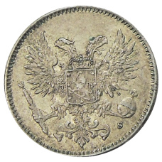 Монета 50 пенни 1917 года Русская Финляндия —  Орел без корон (Временное правительство) (реверс)