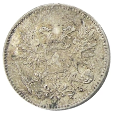 Монета 50 пенни 1917 года Русская Финляндия —  Орел без корон (Временное правительство) (реверс)