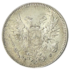 Монета 50 пенни 1917 года Русская Финляндия —  Орел без корон (Временное правительство) (реверс)