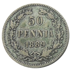 Монета 50 пенни 1889 года Русская Финляндия (аверс)
