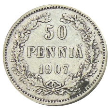 Монета 50 пенни 1907 года Русская Финляндия (аверс)