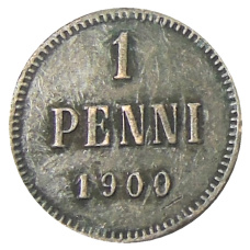 Монета 1 пенни 1900 года Русская Финляндия (аверс)