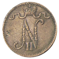 Монета 1 пенни 1900 года Русская Финляндия (реверс)