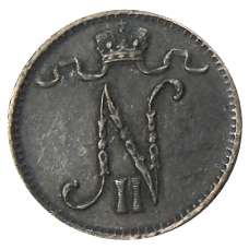 Монета 1 пенни 1901 года Русская Финляндия (реверс)