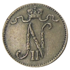 Монета 1 пенни 1905 года Русская Финляндия (реверс)