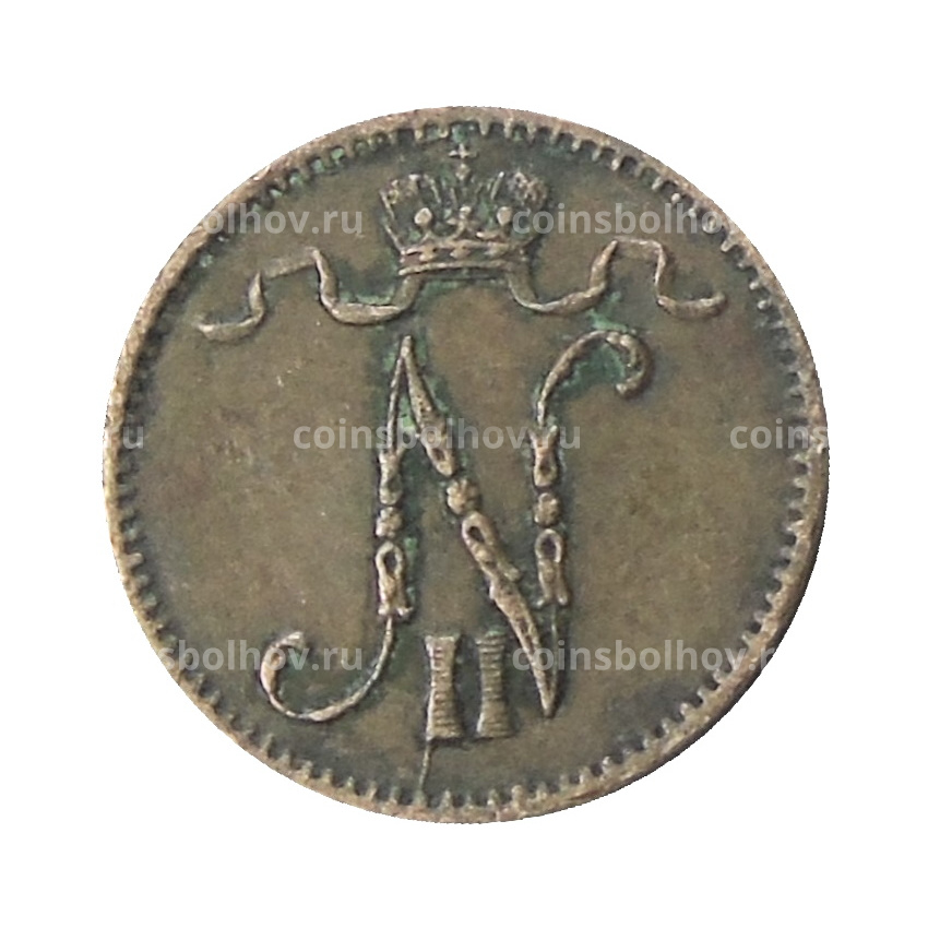Монета 1 пенни 1907 года Русская Финляндия (вид 2)