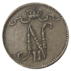 Монета 1 пенни 1907 года Русская Финляндия (реверс)