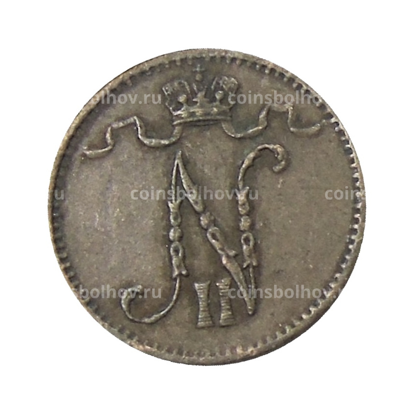 Монета 1 пенни 1907 года Русская Финляндия (вид 2)