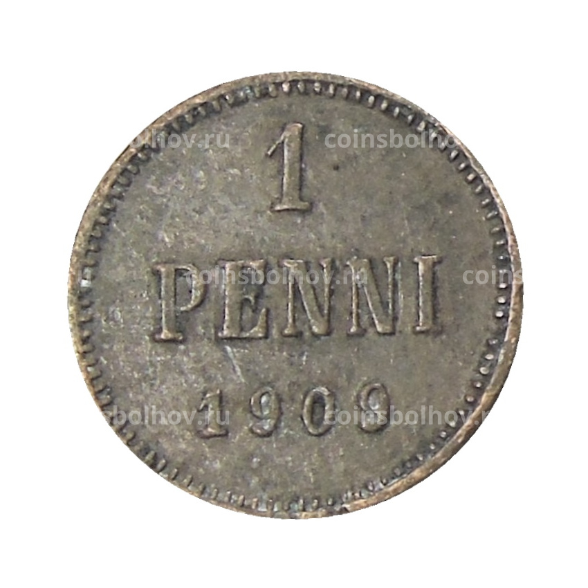 Монета 1 пенни 1909 года Русская Финляндия