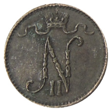 Монета 1 пенни 1911 года Русская Финляндия (реверс)