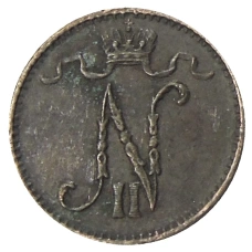 Монета 1 пенни 1911 года Русская Финляндия (реверс)