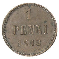Монета 1 пенни 1912 года Русская Финляндия (аверс)