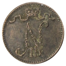 Монета 1 пенни 1912 года Русская Финляндия (реверс)