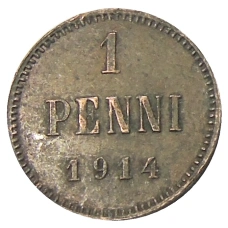 Монета 1 пенни 1914 года Русская Финляндия (аверс)