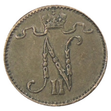 Монета 1 пенни 1915 года Русская Финляндия (реверс)
