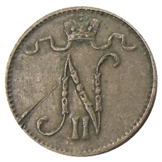 Монета 1 пенни 1915 года Русская Финляндия (реверс)