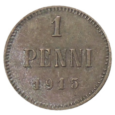 Монета 1 пенни 1915 года Русская Финляндия (аверс)