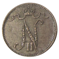 Монета 1 пенни 1915 года Русская Финляндия (реверс)