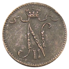 Монета 1 пенни 1915 года Русская Финляндия (реверс)