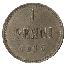 Монета 1 пенни 1915 года Русская Финляндия (аверс)