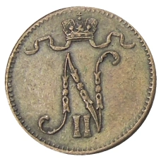 Монета 1 пенни 1915 года Русская Финляндия (реверс)