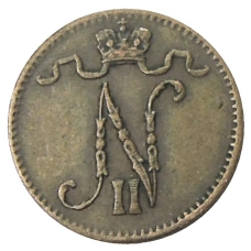 Монета 1 пенни 1915 года Русская Финляндия (реверс)