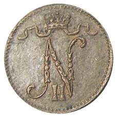 Монета 1 пенни 1916 года Русская Финляндия (реверс)