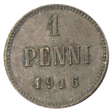 Монета 1 пенни 1916 года Русская Финляндия (аверс)