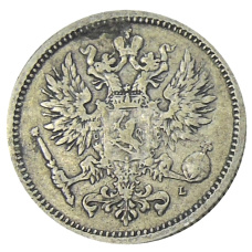 Монета 50 пенни 1891 года Русская Финляндия (реверс)