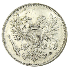Монета 50 пенни 1917 года Русская Финляндия — Орел без корон (Временное правительство) (реверс)