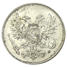 Монета 50 пенни 1917 года Русская Финляндия — Орел без корон (Временное правительство) (реверс)