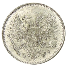 Монета 50 пенни 1917 года Русская Финляндия — Орел без корон (Временное правительство) (реверс)