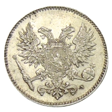 Монета 50 пенни 1917 года Русская Финляндия — Орел без корон (Временное правительство) (реверс)