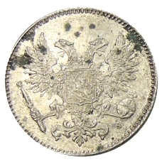 Монета 50 пенни 1917 года Русская Финляндия — Орел без корон (Временное правительство) (реверс)