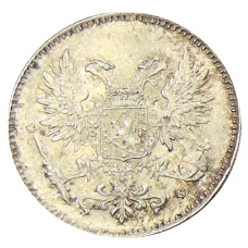 Монета 50 пенни 1917 года Русская Финляндия — Орел без корон (Временное правительство) (реверс)