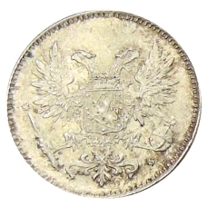 Монета 50 пенни 1917 года Русская Финляндия — Орел без корон (Временное правительство) (реверс)